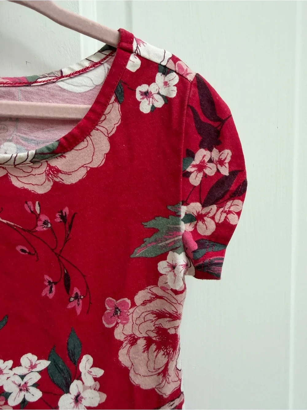 The Children's Place Girls S 5 6 Red Floral Short-Sleeve Dress